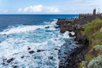 La Palma island Canary archipelago Spain Atlantic Ocean with rough waves on the windward coast with...