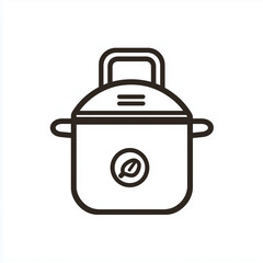 Pressure Cooker Solid Line Icon Isolated on White Background