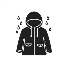 Raincoat Solid Line Icon Isolated on White Background