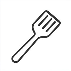 Spatula Solid Line Icon Isolated on White Background
