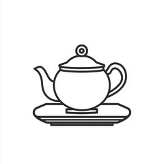 Teapot Solid Line Icon Isolated on White Background