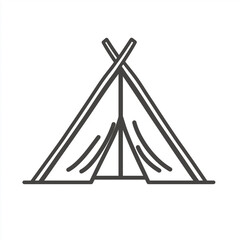 Tent Solid Line Icon Isolated on White Background