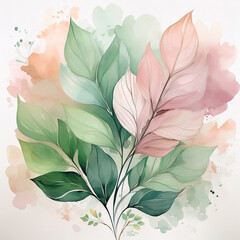 Watercolor Dreamy Leaves and Soft Gradients

