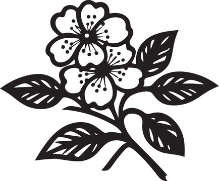 black and white flower blossom leaves clip art preview