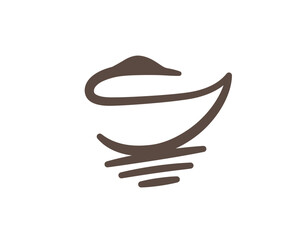 line art swan at water logo symbol design template illustration