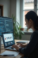 Efficiently Managing an Online Apparel Business: Young Asian Woman Updating Product Listings and Inventory on the Backend of Her E-commerce Website
