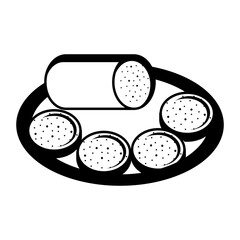 Boiled and smoked Liver Sausages Slices vector icon design, German cuisine symbol, Germany Serving Platter sign, European gastronomy food culture stock illustration, Liverwurst or leberwurst concept