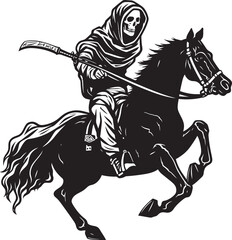 The Pale Rider The Ominous Presence of Hooded Death on Its Skeleton Horse