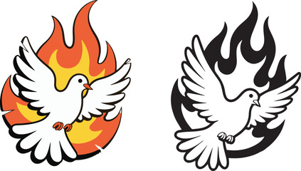 pentecost fire and dove illustration, spirit in motion vector design.