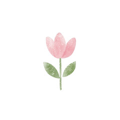 A delicate pink flower with green leaves. Perfect for designs and illustrations, adding a touch of nature's beauty to any project.
