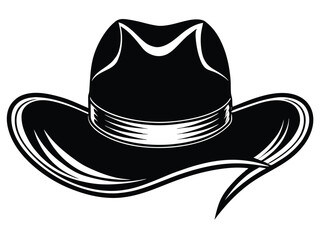 Black cowboy hat vector illustration, classic western headwear