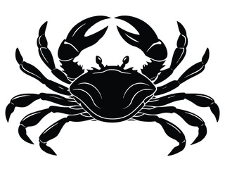 Black crab vector illustration with a red ribbon, a seafood design symbol