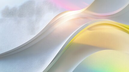 Abstract pastel wave background with iridescent light and flowing lines design.