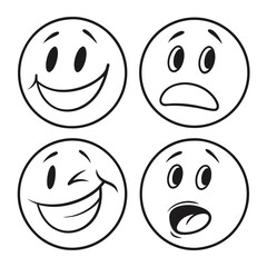 Cute Mood Emoji Vector Design set.