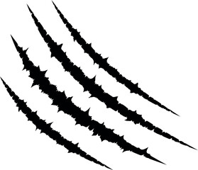 Claw Marks Vector Set - Animal Scratch & Monster Claw Silhouettes in Grunge Style. Isolated Black Scratch Marks for Horror, Wildlife or Battle Damage Designs