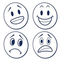 Cute Mood Emoji Vector Design set.