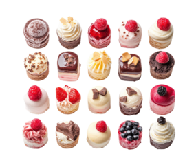 Tasting delightful mini cakes at a culinary event bakery isolated on transparent background, png