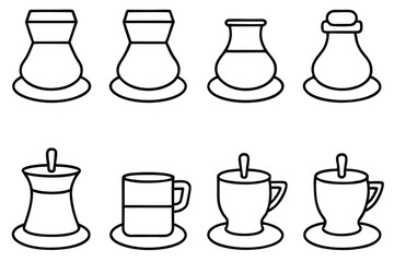 Hand Drawn Turkish Coffee Set