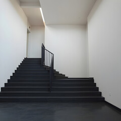 Fototapeta premium bright stairs interior, liminal place style, minimalistic view 