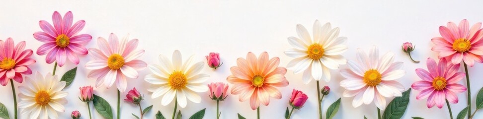 Watercolor daisies in a soft pastel color palette , watercolor, nature