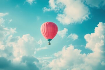 Fototapeta premium Red hot air balloon in a bright sky