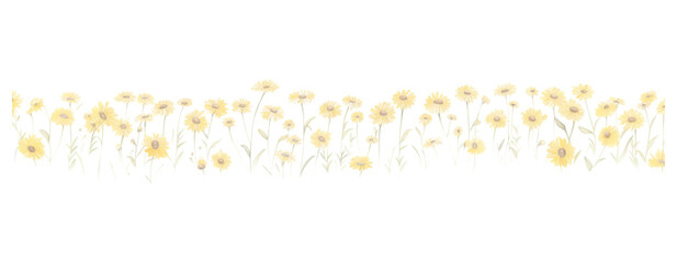PNG Cute daisies and butterflies as divider line watercolour illustration backgrounds pattern flower.