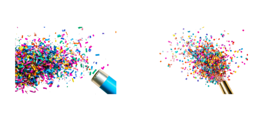 Celebration confetti burst colorful festivity. Cut out png set