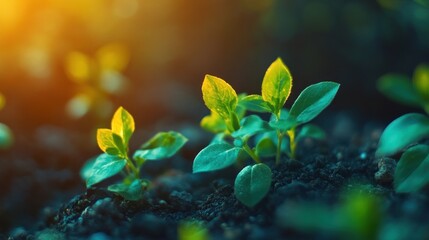 New sprouts emerging from the earth