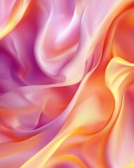 Obraz premium A breathtaking abstract creation features delicate, undulating layers of soft, transparent fabric in warm shades of orange and white, producing a tranquil and idyllic atmosphere