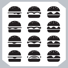 Classic Burger Icons for Food Truck Graphics and Menus