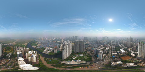 Summertime Mumbai aerial view 8k VR 360 Equirectangular Spherical Panorama