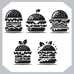 Classic Burger Icons for Food Truck Graphics and Menus