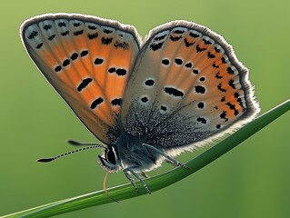 Obraz premium Butterfly on Grass, Morning Light