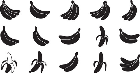 Fototapeta premium Banana vector icons. Simple illustration set of banana elements, editable icons, can be used in logo, UI and web design