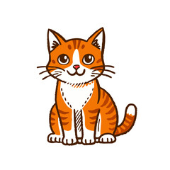 Obraz premium Cute orange cat character sitting against a white background 