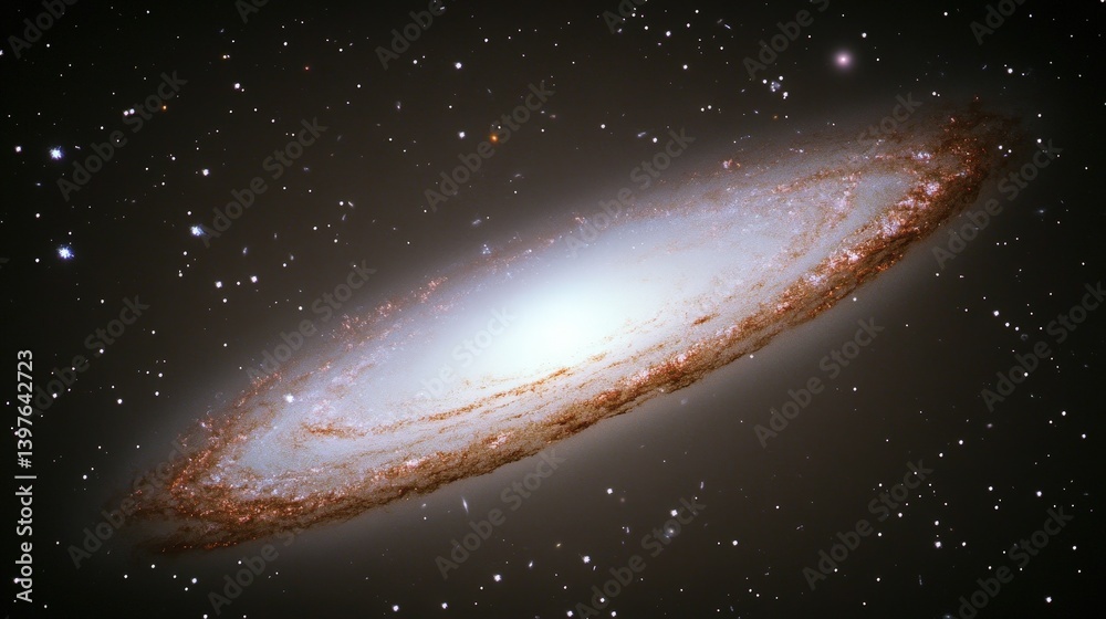 Wall mural a striking edge-on view of a spiral galaxy, its thin disk appearing like a glowing blade in space