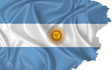 Argentine flag vector with torn edges on a transparent background