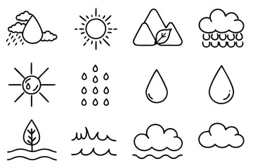 Water Cycle Icons Collection