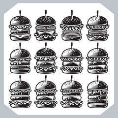 Burger Silhouette Vector Bundle for Cafes and Diners