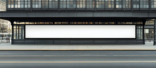 A blank outdoor advertising billboard on an urban streetscape scene