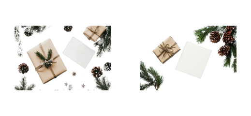 Gift wrapping ideas for christmas home collection festive aerial view. Cut out png set