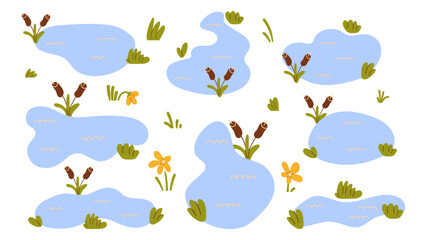 Lakes countryside blue water pond cattail