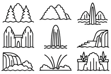 Hand Drawn Waterfall Vector Set