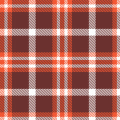 Elegant Vivid tomato & Warm white Seamless Tartan Textile Design