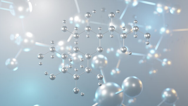 maltitol molecular structure, 3d model molecule, sugar alcohol structural chemical formula view from a microscope