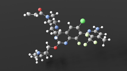 divarasib molecule 3d, molecular structure, ball and stick model, structural chemical formula antineoplastic agents