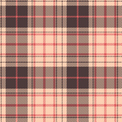Elegant Seamless Tartan featuring Light light peach and Warm dark grey Textile Design