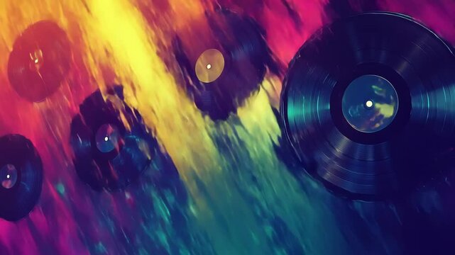 Flowing Multispectral Rock n' Roll Records Illustration.
