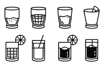 Vintage Whiskey Sour Icon Set for Decor