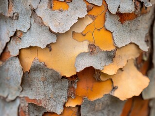 Obraz premium Close-up of peeling bark with warm side lighting